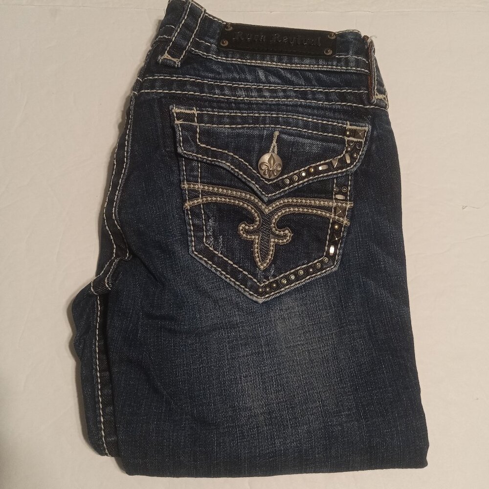 Rock Revival Women's Noelle Capri Studded Embellished Jeans Size 27 RJ8161P14